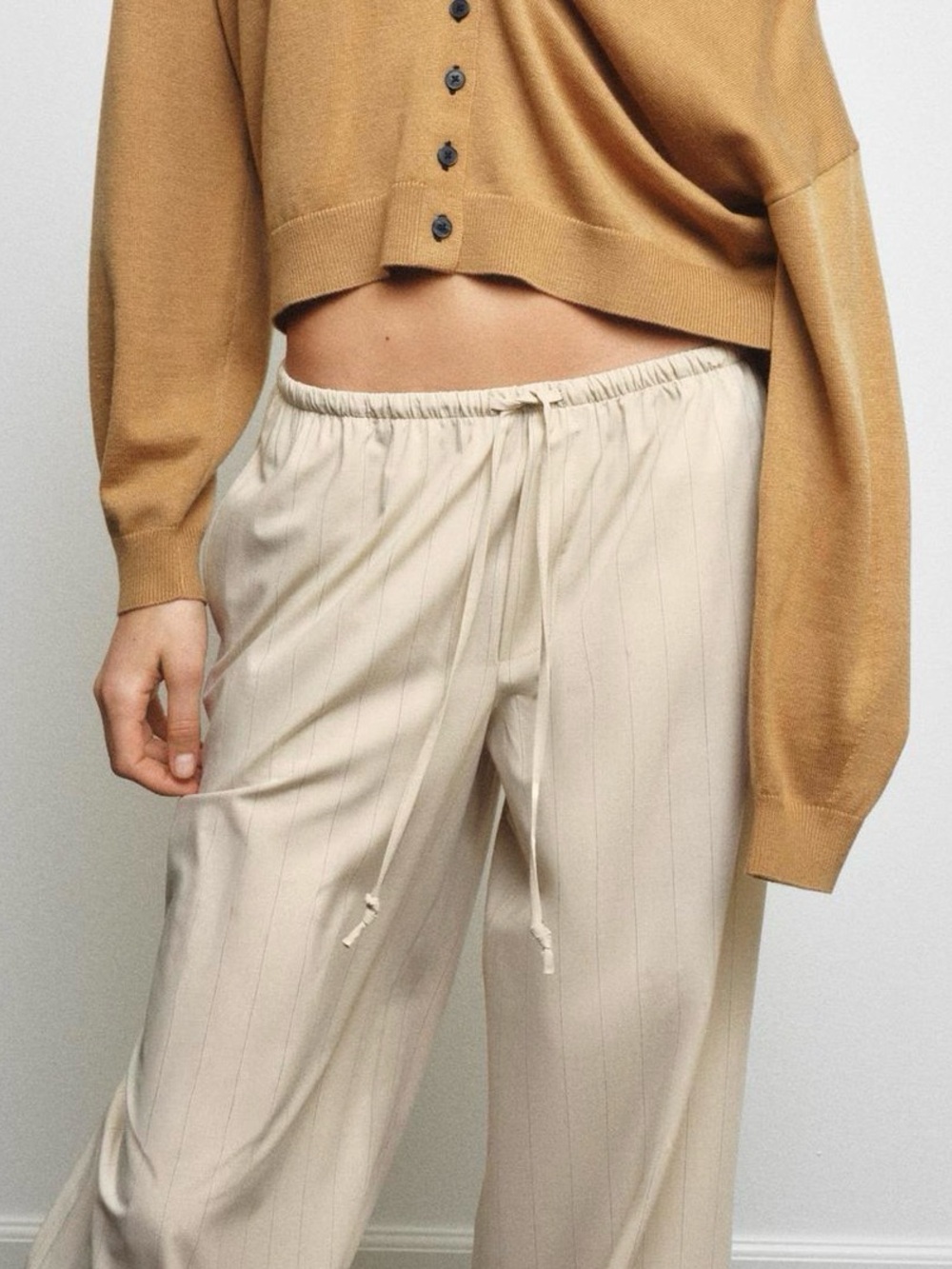 NWT Zara Striped Drawstring Wide-Leg Pants